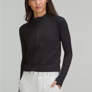 Lulu Lemon Black Ribbed Long Sleeve align Top